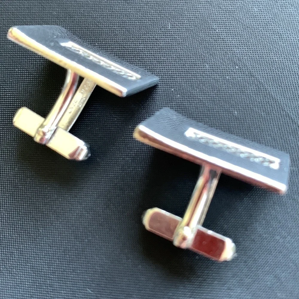 Cuff Links Anson patented pending dated back to 1940  latice work pattern silver